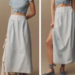 Anthropologie high rise Mare Mare stripes white and blue maxi skirt